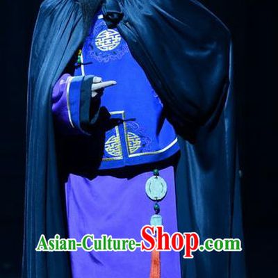 Imperial Envoy Chinese Peking Opera Garment Costumes and Headwear Beijing Opera Elderly Male Apparels Qing Dynasty Old Man Clothing