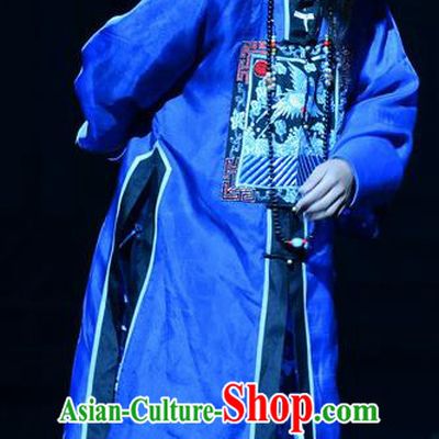 Imperial Envoy Chinese Peking Opera Minister Garment Costumes and Headwear Beijing Opera Elderly Male Apparels Qing Dynasty Official Clothing