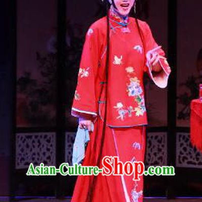 Chinese Beijing Opera Young Mistress Apparels Seven Heros Five Gallants Costumes and Headpieces Traditional Peking Opera Hua Tan Red Dress Garment