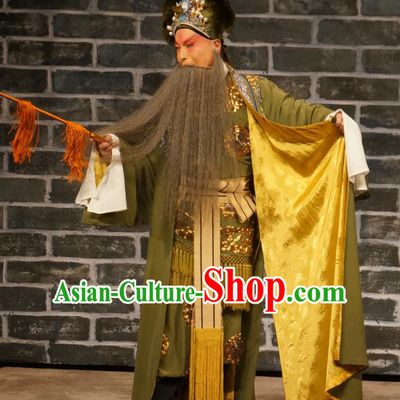Seven Heros Five Gallants Chinese Peking Opera Elderly Male Garment Costumes and Headwear Beijing Opera Laosheng Apparels Landlord Clothing