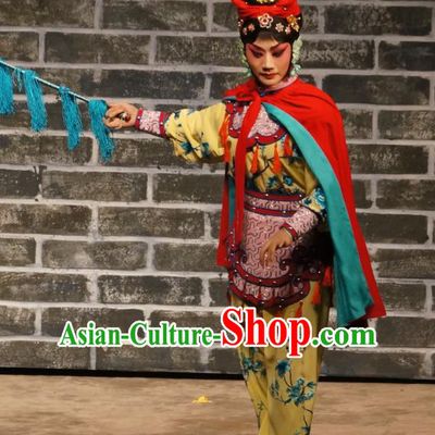 Chinese Beijing Opera Martial Female Apparels Seven Heros Five Gallants Costumes and Headpieces Traditional Peking Opera Swordswoman Dress Garment