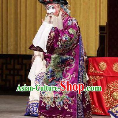 Xing Han Tu Chinese Peking Opera Elderly Male Garment Costumes and Headwear Beijing Opera Apparels Laosheng Kuai Che Clothing