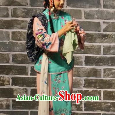 Chinese Beijing Opera Village Girl Apparels Seven Heros Five Gallants Costumes and Headpieces Traditional Peking Opera Xiaodan Dress Young Lady Garment