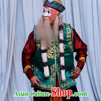 Return to the Han Dynasty Chinese Peking Opera Figurant Garment Costumes and Headwear Beijing Opera Old Soldier Apparels Clothing