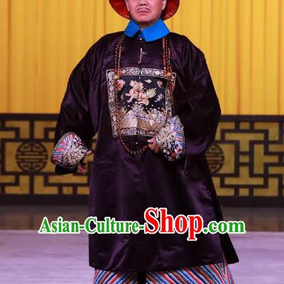 Hong Mu Ma Chou Chinese Peking Opera Minister Garment Costumes and Headwear Beijing Opera Official Apparels Clothing