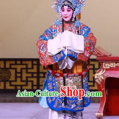 Chinese Beijing Opera Hua Tan Apparels Hong Mu Ma Chou Costumes and Headpieces Traditional Peking Opera Actress Dress Rani Garment