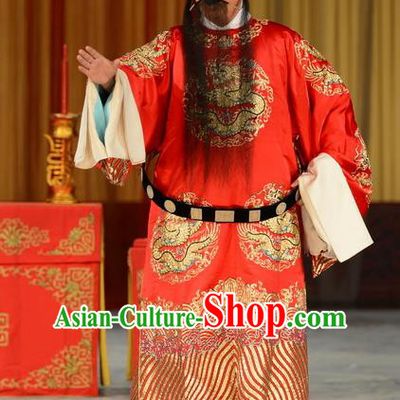 Refuse to Attend A Feast Chinese Peking Opera Official Kou Zhun Garment Costumes and Headwear Beijing Opera Laosheng Apparels Elderly Male Clothing