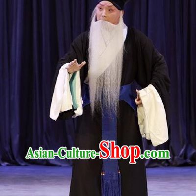 Nan Tian Men Chinese Peking Opera Old Servant Garment Costumes and Headwear Beijing Opera Jing Role Apparels Laosheng Cao Fu Clothing