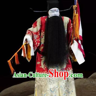 Return to the Han Dynasty Chinese Peking Opera Official Garment Costumes and Headwear Beijing Opera Jing Role Apparels Chancellor Cao Cao Clothing