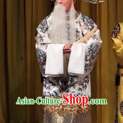Xing Han Tu Chinese Peking Opera Old Man Garment Costumes and Headwear Beijing Opera Elderly Male Apparels Official Clothing