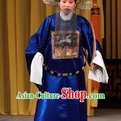 Xing Han Tu Chinese Peking Opera Old Official Zhang Cang Garment Costumes and Headwear Beijing Opera Laosheng Apparels Elderly Male Clothing