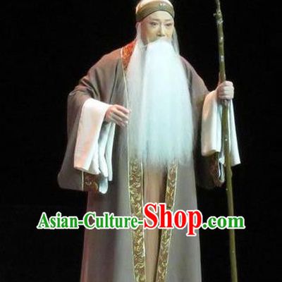 Saving Orphan Chinese Ping Opera Laosheng Garment Costumes and Headwear Pingju Opera Elderly Male Gongsun Chujiu Apparels Clothing