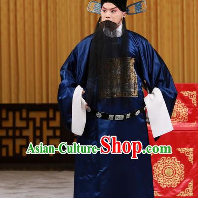 Zhan Wan Cheng Chinese Peking Opera Official Jia Xu Garment Costumes and Headwear Beijing Opera Laosheng Apparels Clothing