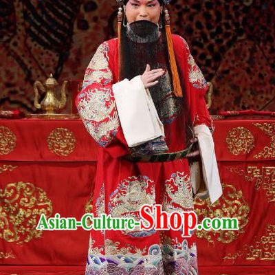 Zhai Ying Hui Chinese Peking Opera King Chuzhuang Garment Costumes and Headwear Beijing Opera Laosheng Apparels Elderly Male Clothing