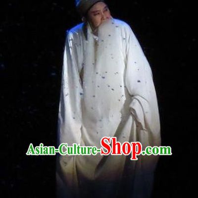 Saving Orphan Chinese Ping Opera Elderly Male Garment Costumes and Headwear Pingju Opera Laosheng Gongsun Chujiu Apparels Clothing