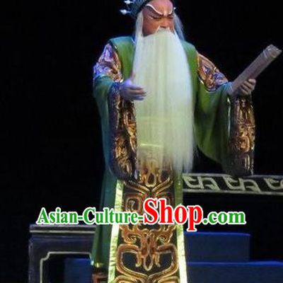 Saving Orphan Chinese Ping Opera Elderly Official Garment Costumes and Headwear Pingju Opera Old Man Apparels Minister Clothing