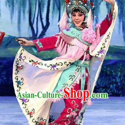 Chinese Beijing Opera Diva Apparels Xiao Fang Niu Costumes and Headpieces Traditional Peking Opera Country Woman Dress Village Girl Garment