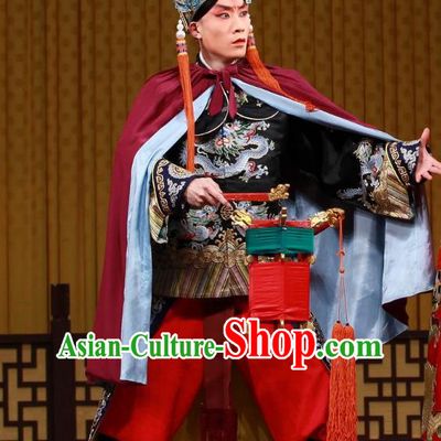 Ming Mo Yi Hen Chinese Peking Opera Imperial Bodyguard Garment Costumes and Headwear Beijing Opera Wusheng Apparels Martial Male Clothing