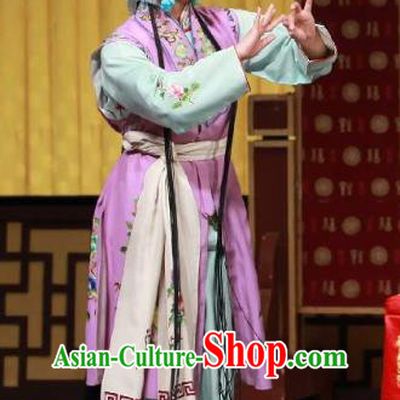 Chinese Beijing Opera Servant Girl Apparels San Ji Zhang Costumes and Headpieces Traditional Peking Opera Xiaodan Dress Garment