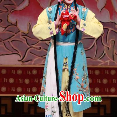 Chinese Beijing Opera Servant Girl Apparels Chun Gui Meng Costumes and Headpieces Traditional Peking Opera Young Lady Dress Xiaodan Garment