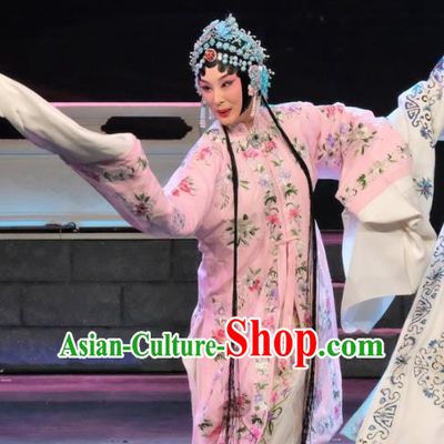 Chinese Beijing Opera Hua Tan Apparels Chun Gui Meng Costumes and Headpieces Traditional Peking Opera Actress Pink Dress Young Mistress Garment