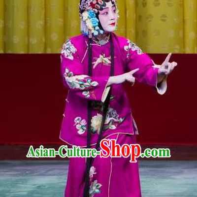 Chinese Beijing Opera Female Apparels Chun Gui Meng Costumes and Headpieces Traditional Peking Opera Young Woman Purple Dress Garment