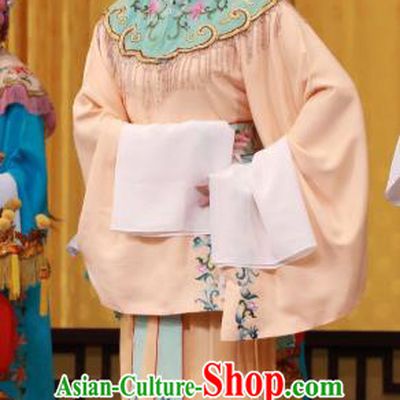 Chinese Beijing Opera Court Maid Apparels Wei Yang Palace Costumes and Headpieces Traditional Peking Opera Xiaodan Orange Dress Garment