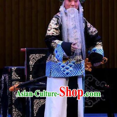 Bai Di Cheng Chinese Peking Opera Emperor Liu Bei Garment Costumes and Headwear Beijing Opera Elderly Male Apparels Lord Clothing