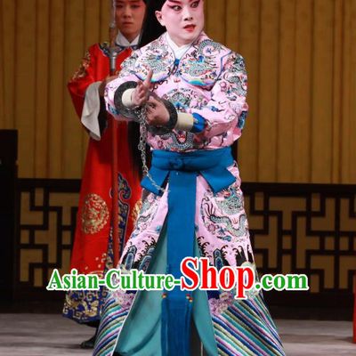 White Gate Tower Chinese Peking Opera General Lv Bu Garment Costumes and Headwear Beijing Opera Wusheng Apparels Martial Male Clothing