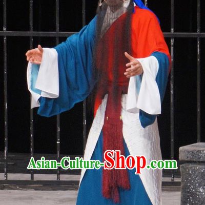 Daming Prefecture Chinese Peking Opera Distress Male Garment Costumes and Headwear Beijing Opera Prisoner Lu Junyi Apparels Clothing