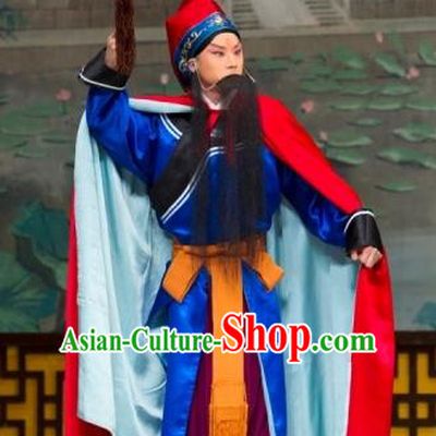 Daming Prefecture Chinese Peking Opera Laosheng Garment Costumes and Headwear Beijing Opera Elderly Male Apparels Chief Song Jiang Clothing