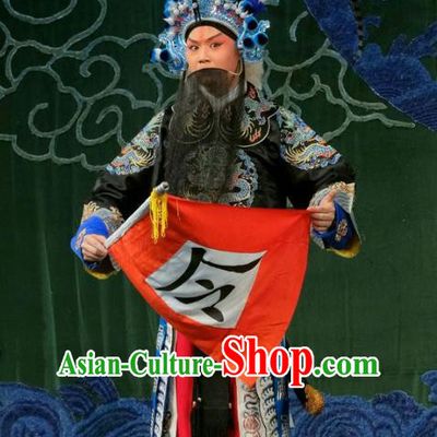 Duan Mi Jian Chinese Peking Opera Martial Male Garment Costumes and Headwear Beijing Opera Takefu Apparels General Wang Bodang Clothing