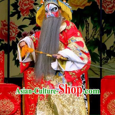 Duan Mi Jian Chinese Peking Opera Old Man Garment Costumes and Headwear Beijing Opera Lord Li Mi Apparels Elderly Male Clothing