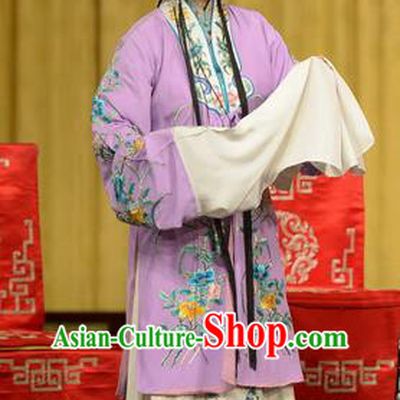 Chinese Beijing Opera Huadan Apparels Chun Qiu Bi Costumes and Headpieces Traditional Peking Opera Hua Tan Purple Dress Young Female Garment