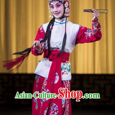 Chinese Beijing Opera Miadservant Apparels Yang Paifeng Costumes and Headpieces Traditional Peking Opera Martial Female Dress Swordswoman Garment