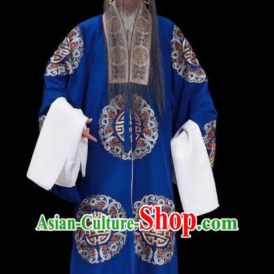 Sang Yuan Ji Zi Chinese Peking Opera Elderly Male Deng Bodao Garment Costumes and Headwear Beijing Opera Apparels Laosheng Clothing