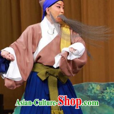 Sang Yuan Ji Zi Chinese Peking Opera Laosheng Garment Costumes and Headwear Beijing Opera Old Man Deng Bodao Apparels Clothing