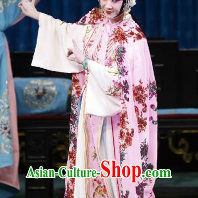 Chinese Beijing Opera Actress Apparels Hua Tan Huo Xiaoyu Costumes and Headpieces Traditional Peking Opera Young Female Pink Dress Garment
