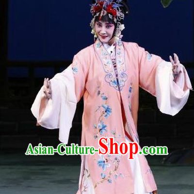 Chinese Beijing Opera Young Female Apparels Hua Tan Huo Xiaoyu Costumes and Headpieces Traditional Peking Opera Actress Dress Garment