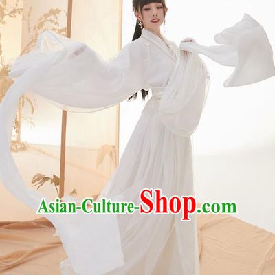 Chinese Ancient Goddess White Hanfu Dress Nobility Lady Garment Traditional Jin Dynasty Royal Princess Historical Costumes for Women
