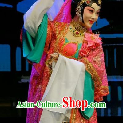 Chinese Beijing Opera Princess Miao Yuan Apparels Love of Guan Yin Costumes and Headdress Traditional Peking Opera Actress Dress Young Female Garment