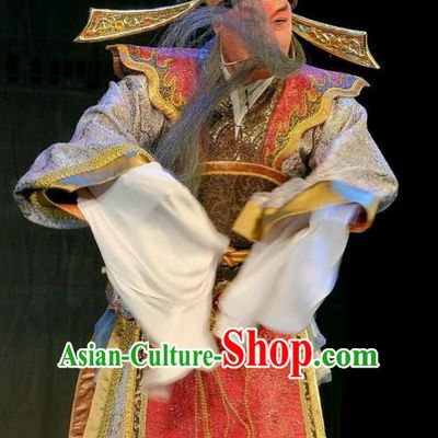Love of Guan Yin Chinese Peking Opera King Garment Costumes and Headwear Beijing Opera Elderly Male Apparels Lord Clothing