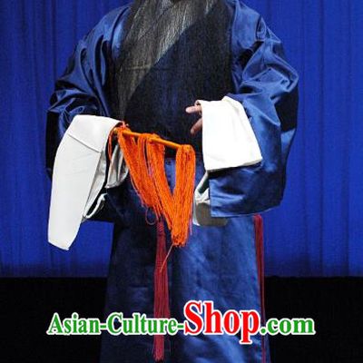 Qing Guan Ce Chinese Peking Opera Old Man Garment Costumes and Headwear Beijing Opera Kou Zhun Apparels Laosheng Clothing