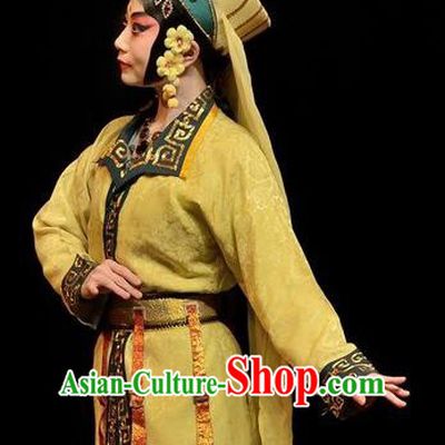 Chinese Beijing Opera Lady Maid Apparels Cave of Silver Wed Costumes and Headdress Traditional Peking Opera Servant Girl Dress Garment
