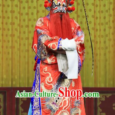 Bai Liang Guan Chinese Peking Opera Lord Garment Costumes and Headwear Beijing Opera Elderly Male Apparels General Yuchi Gong Clothing