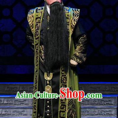 King Zhao Wuling Chinese Peking Opera Laosheng Garment Costumes and Headwear Beijing Opera Elderly Male Apparels Minister Clothing