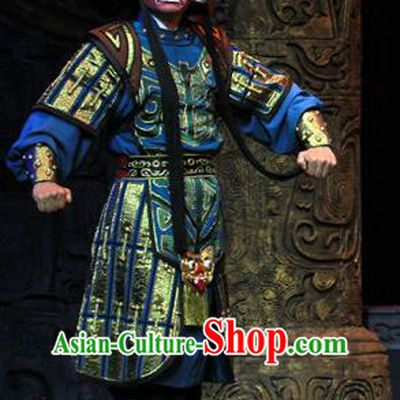 King Zhao Wuling Chinese Peking Opera Wusheng Garment Costumes and Headwear Beijing Opera Soldier Apparels Martial Male Armor Clothing