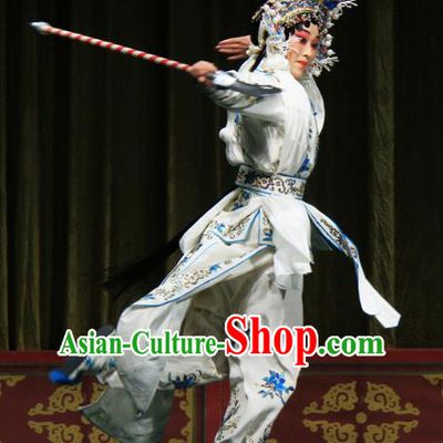Chinese Beijing Opera Martial Female Apparels Ju Da Gang Costumes and Headdress Traditional Peking Opera Swordsplay Woman Dress Garment
