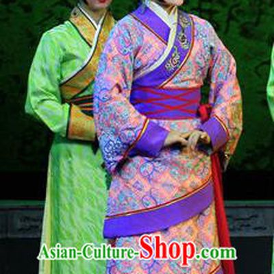 Chinese Beijing Opera Palace Apparels King Zhao Wuling Costumes and Headdress Traditional Peking Opera Court Maid Purple Dress Garment