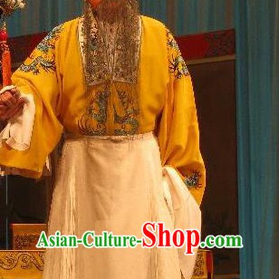 Fish and Algae Palace Chinese Peking Opera Laosheng Garment Costumes and Headwear Beijing Opera Elderly Male Apparels Emperor Liu Bang Clothing